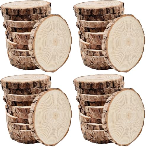 Unfinished Wood Slices for centerpieces 18 PCS 5.1-5.5 Inch,Round Wooden Discs with Tree Bark,Wood Cookies Circles for Crafts Christmas Ornaments,Wood Slice for Rustic Wedding Decoration (Pack of 4) by WilliamCraftCalifornia