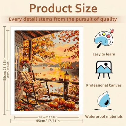 AOSGEDY Fall Paint by Numbers Kit for Adults - Autumn Landscape Adult Paint by Number Kits on Canvas Without Frame for Beginner, DIY Acrylic Oil Painting by Numbers Kit for Home Wall Decor 16x20 Inch - Image 5