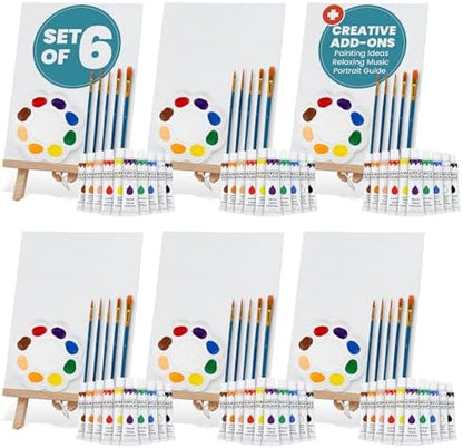 6 Painting Kits for Couples' Date Night, Sip and Paint Kit for Adults by CraftyCrocodile