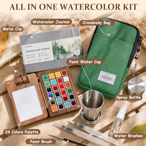 Mini Watercolor Paint Set, 24 Colors Travel Watercolor Set - Image 3