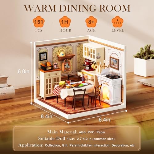 Rolife Super Creator-DIY Plastic Miniature House for Adults, Mini Blocks Model Kit Building Set for Teens 8-12, DIY Crafts/Hobbies/Building Blocks Toys for Teens&Adults (Warm Dining Room) - Image 4