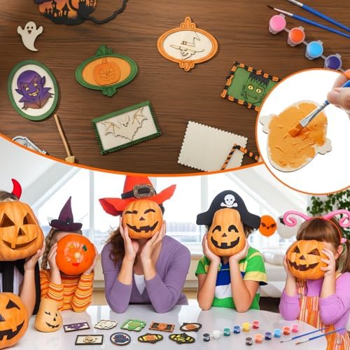 Weysat 18 Pcs Wooden Halloween Crafts for Adults DIY Frames Decorating Kits - Image 5