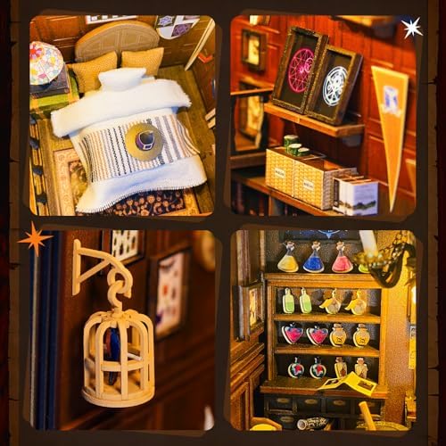 Book Nook Kit DIY Magic Lab 3D Puzzle Wooden Dollhouse with LED Lights - Image 4