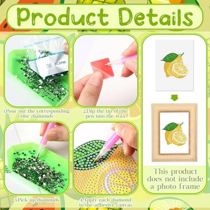 Xuhal 30 Pcs Fruit Mini Diamond Art Kits for Adults Small Diamond Painting - Image 5