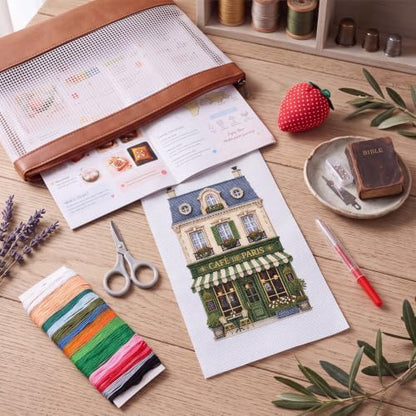 XunYee 21 Pcs Christmas Village House 18 Mesh Needlepoint Canvas Kit - Image 3