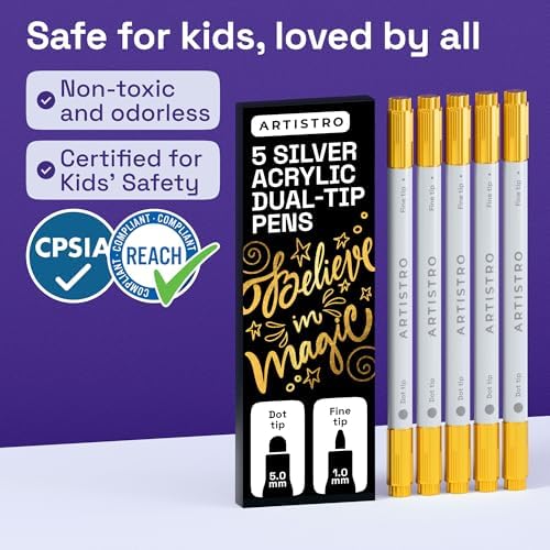 ARTISTRO Gold Dual-Tip Acrylic Paint Marker Pens - Set of 5 - Image 6