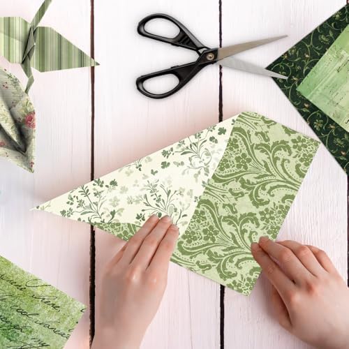 Green Scrapbook Paper Green Floral Pattern Papers Pad 12×12,24 Sheets Double-Sided Bobo Floral Scrapbooking CardStock Paper Supplies for Holiday Cardmaking DIY Junk Jounal Papers. - Image 3
