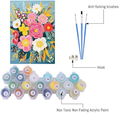 YarnMate Paint by Numbers Kit for Adults - Flowers in Vase Paint by Number on Canvas Without Frame, DIY Acrylic Painting for Gift Home Wall Decor (16x20 Inch) - Image 5