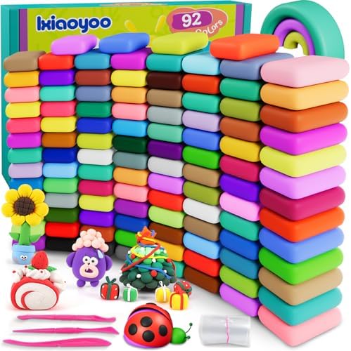 Ixiaoyoo Air Dry Clay, 92 Colors Foam Modeling Clay for School Projects by Ixiaoyoo