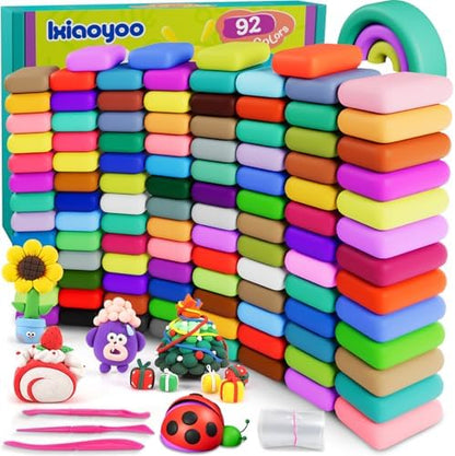 Ixiaoyoo Air Dry Clay, 92 Colors Foam Modeling Clay for School Projects by Ixiaoyoo