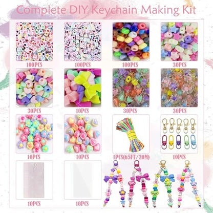 Lyukii 480Pcs Beaded Keychain Making Kit,Colorful Bag Charm Kit - Image 2