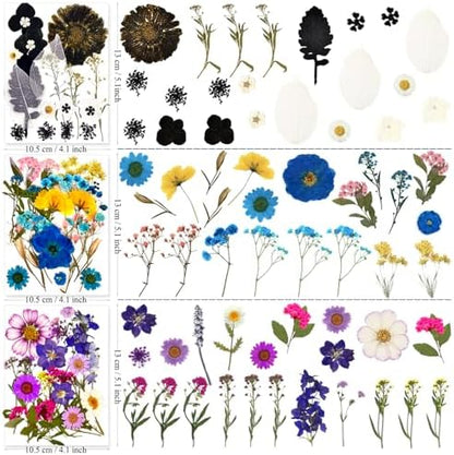 MIKIYA 133Pcs Dried Pressed Flowers for Resin Molds, Assorted Real Natural Bulk Dry Floral Leaves for DIY Art Crafts, Epoxy Jewelry, Soap, Candle Making, Nails Decor - Image 6