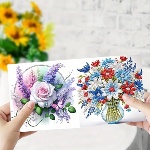 jinglinhh 6pcs Flowers Daisy Lily Daffodils Diamond Art Painting Greeting Cards with Envelopes, DIY Card Making Kits for Adults, Diamond Art Postcards Christmas Cards Craft Gifts - Image 7