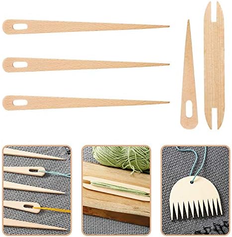 WILLBOND 7 Pcs Wood Weaving Tools Hand Loom Stick Shuttles Comb Needle - Image 7