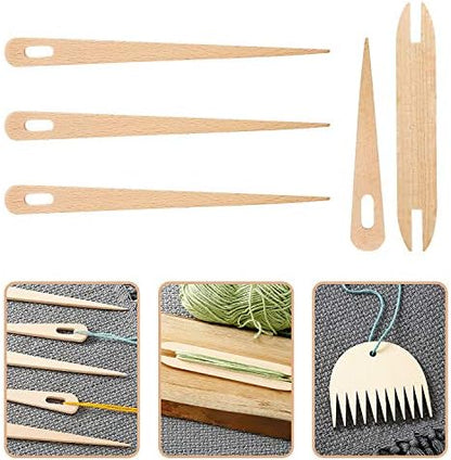 WILLBOND 7 Pcs Wood Weaving Tools Hand Loom Stick Shuttles Comb Needle - Image 7