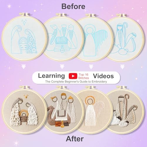 Huacan Embroidery Kit for Beginners with Tutorial Video & Gift Box - Image 3