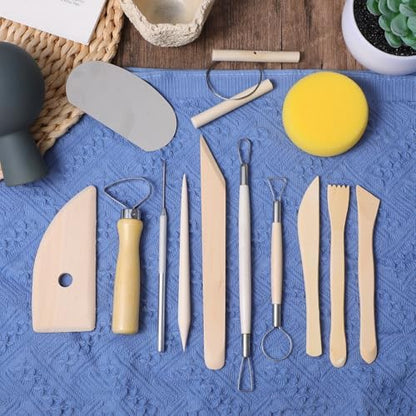 Clay Modeling Tools Kit 78-Piece, Stainless Steel & Pine Wood Clay Sculpting Tools for Carving, Trimming, Shaping, Smoothing - Pottery Tool Set for Beginners & Pros - Image 7