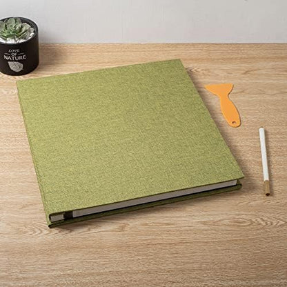Large Photo Album Scrapbook – Holds 4x6, 8x10 Pictures – Self-Adhesive Pages for Baby, Wedding, Travel & Family Memories | Includes Metallic Pen & Scraper/Matcha Large DIY Memory Book for Gifts - Image 6