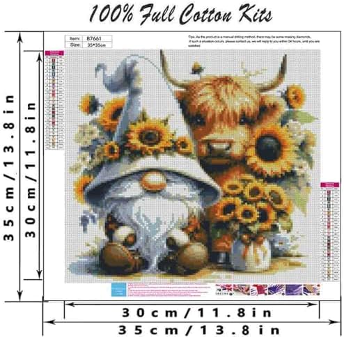 DYAIANGMU Gnome Stamped Cross Stitch Kit for Adults 13.7x13.7 inches - Image 2