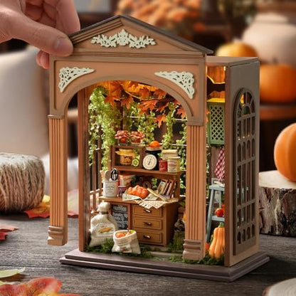 DIY Miniature Dollhouse with LED Lights, Wooden Dollhouse Book Nook Kit for Desktop, Bookshelf Decor, Gifts for Friends, Family (Harvest Season) - Image 6