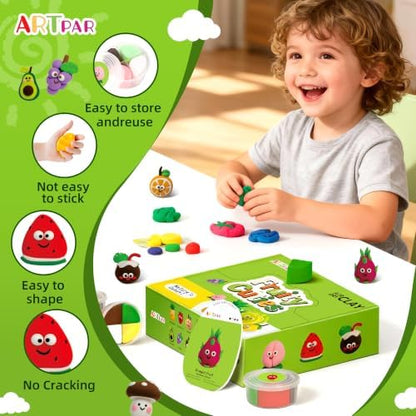 ARTPAR Air Dry Clay Kit for Kids - 12 Fruit DIY Modeling Magic Clay Sets - Image 3