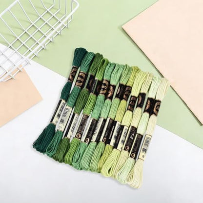 12 Skeins 105 Yards 6 Ply Green Cross Stitch Floss Embroidery Thread Friendship Bracelet String Variegated Gradient Bulk Polyester Yarn Set for Crochet Knitting Sewing Weaving DIY Crafts - Image 3