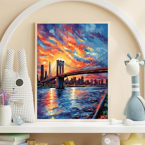 YOLENIX Paint by Numbers for Adults and Kids, Cross-sea Bridge Painting by Number Kits On Canvas, Number Artist Paint by Number Kit Funny DIY, Home Wall Decor, Gifts 12X16inch ﻿ - Image 2