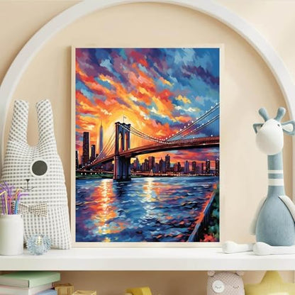 YOLENIX Paint by Numbers for Adults and Kids, Cross-sea Bridge Painting by Number Kits On Canvas, Number Artist Paint by Number Kit Funny DIY, Home Wall Decor, Gifts 12X16inch ﻿ - Image 2