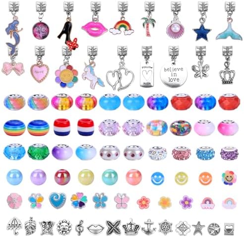 AIPRIDY 208 Pieces Charm Bracelet Making Kit,Unicorn Mermaid Crafts Gifts Set Can Inspires Imagination and Creativity,Jewelry Making Kit Perfect Gifts for Girls 5-12 Years Old (Pink+Aqua Unicorn) - Image 3