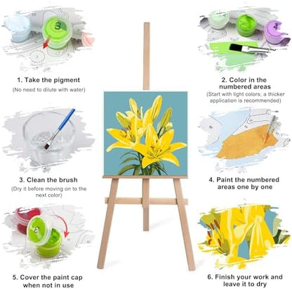 Lxmsja 4 Pack Subtle Flora Paint by Numbers Kit for Adults, Easy Framed Paint by Numbers for Adults Beginner, DIY Acrylic Oil Painting Craft Kits for Home Wall Decor 8x8 inch - Image 7