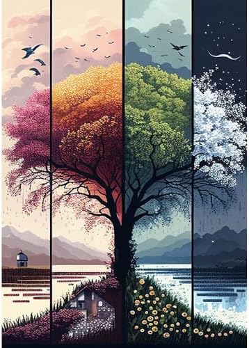 Tree Stamped Cross Stitch Kits for Beginners Adults,Landscape Dimensions Needlepoint Art Crafts,Counted Cross Stitch Kits Embroidery Kits for Beginners Adults for Home Decor 11.8x15.7inch by Unknown