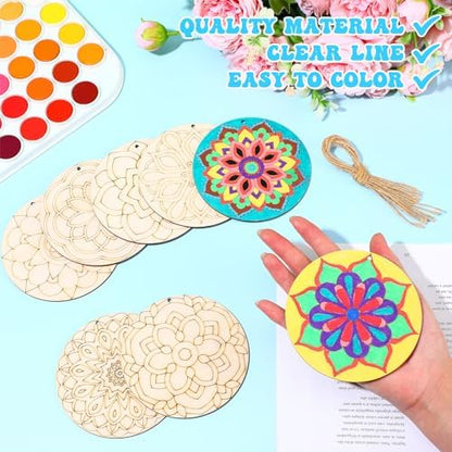 Blosssound 40 Pcs Unfinished Wood Mandala to Paint, 4 Inch, Classic - Image 3