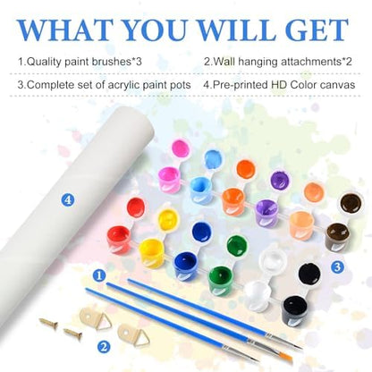 PRASIO Paint by Numbers Kit for Adults Beginner, Landscape Adult Paint by Number Kits on Canvas, DIY Acrylic Watercolor Oil Paint by Number for Adults for Home Decor Gift 16x20 Inch - Image 5