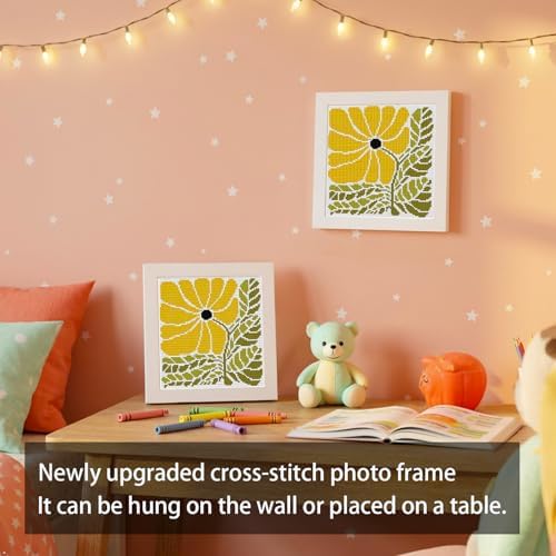 Flower Stamped Cross Stitch Kits for Adults Beginners with Wooden Frame - Image 2