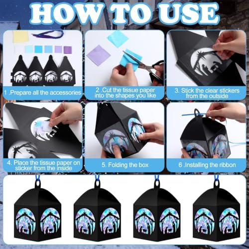 Maitys 16 Sets Christmas Nativity Paper Lantern Suncatcher Craft Kits - Image 6