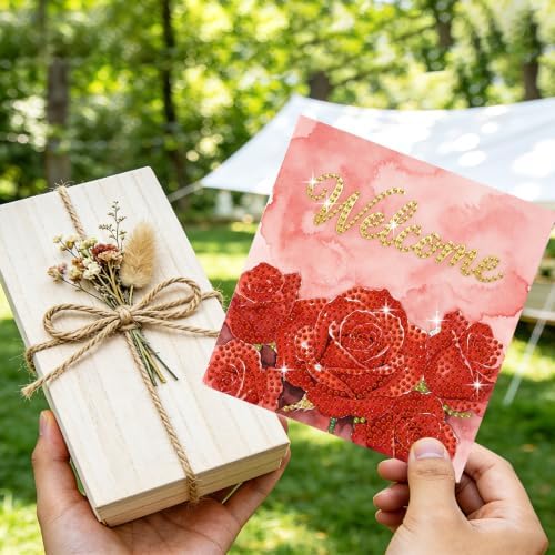 Muzagroo Art Diamond Art Greeting Cards for Adults DIY Welcome Cards 8PCS - Image 2