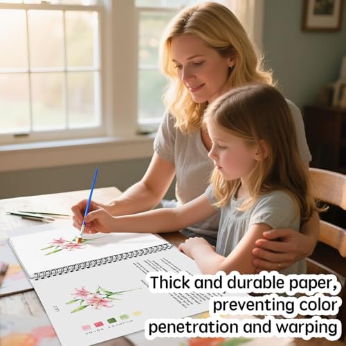 SLWBZ Watercolor Workbook Pink Flowers, 15 Different Patterns of Original DIY Designs, Beginner-Friendly Watercolor Workbooks, (Pink Hydrangeas, Without Palette) - Image 5