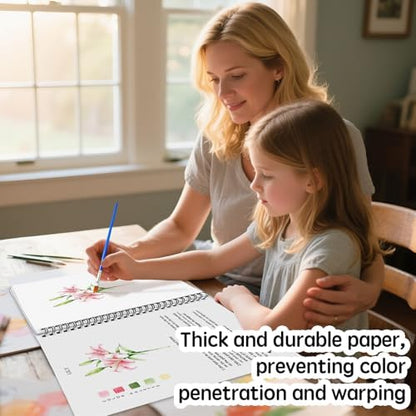 SLWBZ Watercolor Workbook Pink Flowers, 15 Different Patterns of Original DIY Designs, Beginner-Friendly Watercolor Workbooks, (Pink Hydrangeas, Without Palette) - Image 5