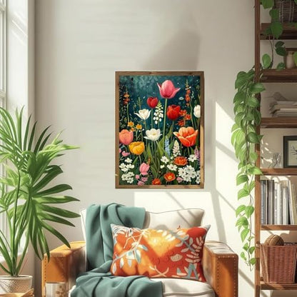 ICYANART Paint by Numbers for Adults Framed, Flowers Number Painting 8x12In - Image 2