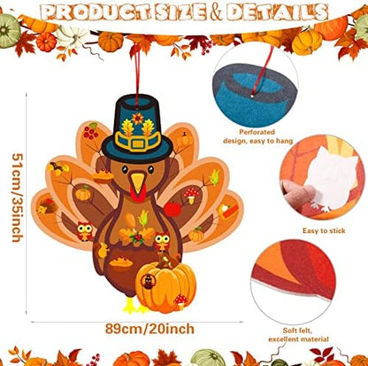 37 Pcs Fall Thanksgiving Felt Craft Kit DIY Turkey Pumpkin(Classic Style) - Image 2
