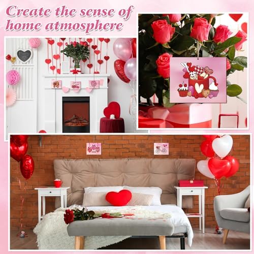 COCHIE 10 Pieces Large Valentine's Day Unfinished Wood Crafts to Paint for Adults, Bulk Predrilled Wooden Ornaments for Painting, Heart Pattern Paintable Wood Slices Craft Supplies with Ropes - Image 4