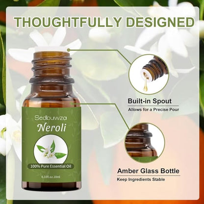 Sedbuwza Neroli Essential Oil, Pure Organic Neroli Fragrance Oil for Diffuser, Humidifier, Soap, Candle, Perfume