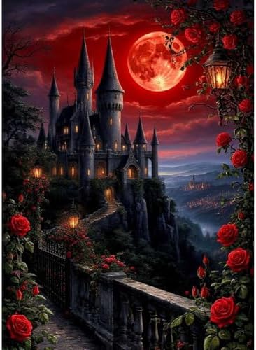 VIGEGU Roses Castle Paint by Numbers Kit for Adults Beginner 16x20 Inch by VIGEGU