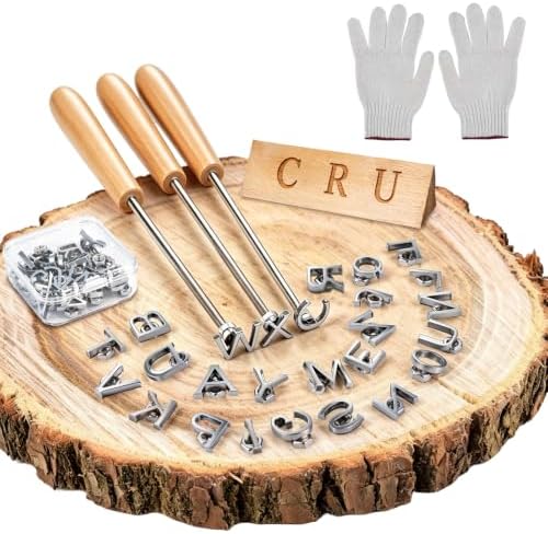 Alphabet Branding Iron, 1/2" Steel Letter(26Pcs) with 3 Handles & 1 Gloves by Unknown
