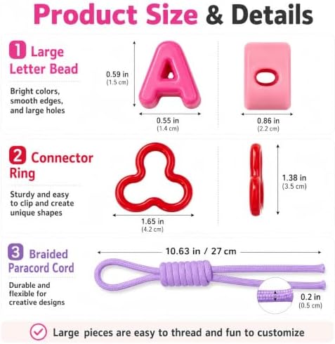 36Pcs Large Letter Beads Kit, Paracord Keychain Bag Charms - Image 3