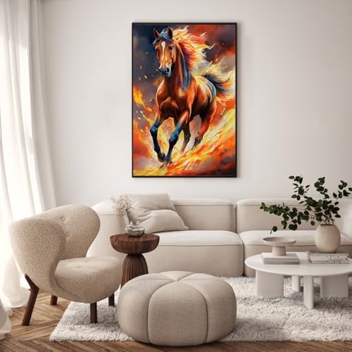 GEEHEIY Framed Paint by Numbers Kit for Adults, Running Horse, 8X 12 Inch - Image 2