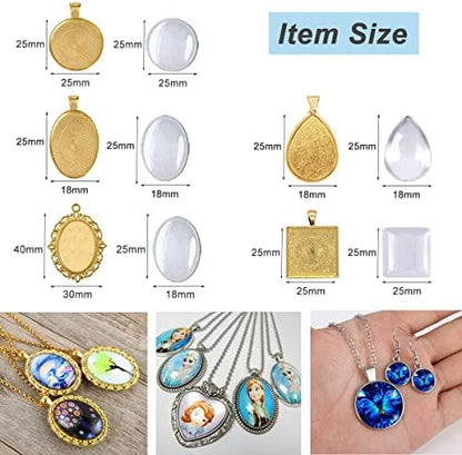 J6QIHANG 90pcs Pendant Trays Kit for DIY Jewelry Craft Making - Image 2