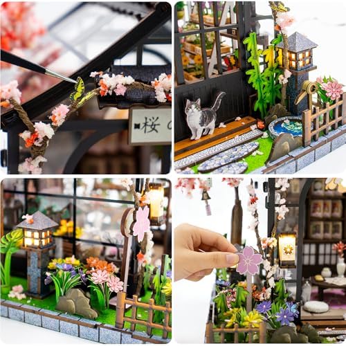 Japanese Sakura Miniature House Kit, DIY Miniature Dollhouse Kits for Adult - Image 4