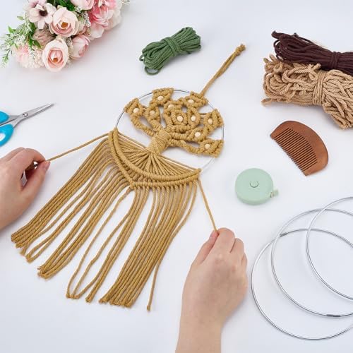 FREEBLOSS 4 Set Tree of Life Macrame Kit for Beginners DIY Macrame Wall Hanging Kit with Instructions Boho Tapestry Home Decor for Living Room Bedroom - Image 4