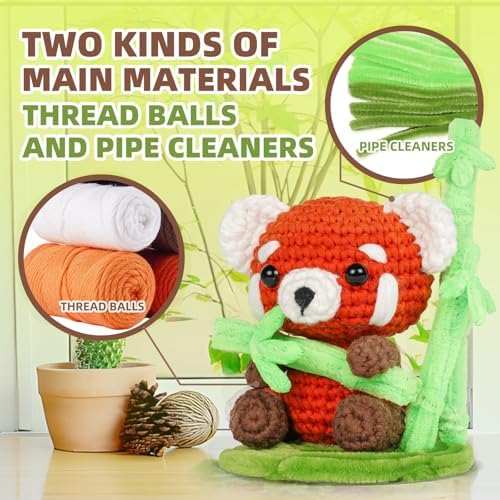 MOREJMTT Crochet Kit for Beginners, Crochet Animal Kits, Crocheting Kit for Starters, Learn to Crochet with Step-by-Step Video Tutorials, Beginner Crochet Kit for Adults(Panda) - Image 7